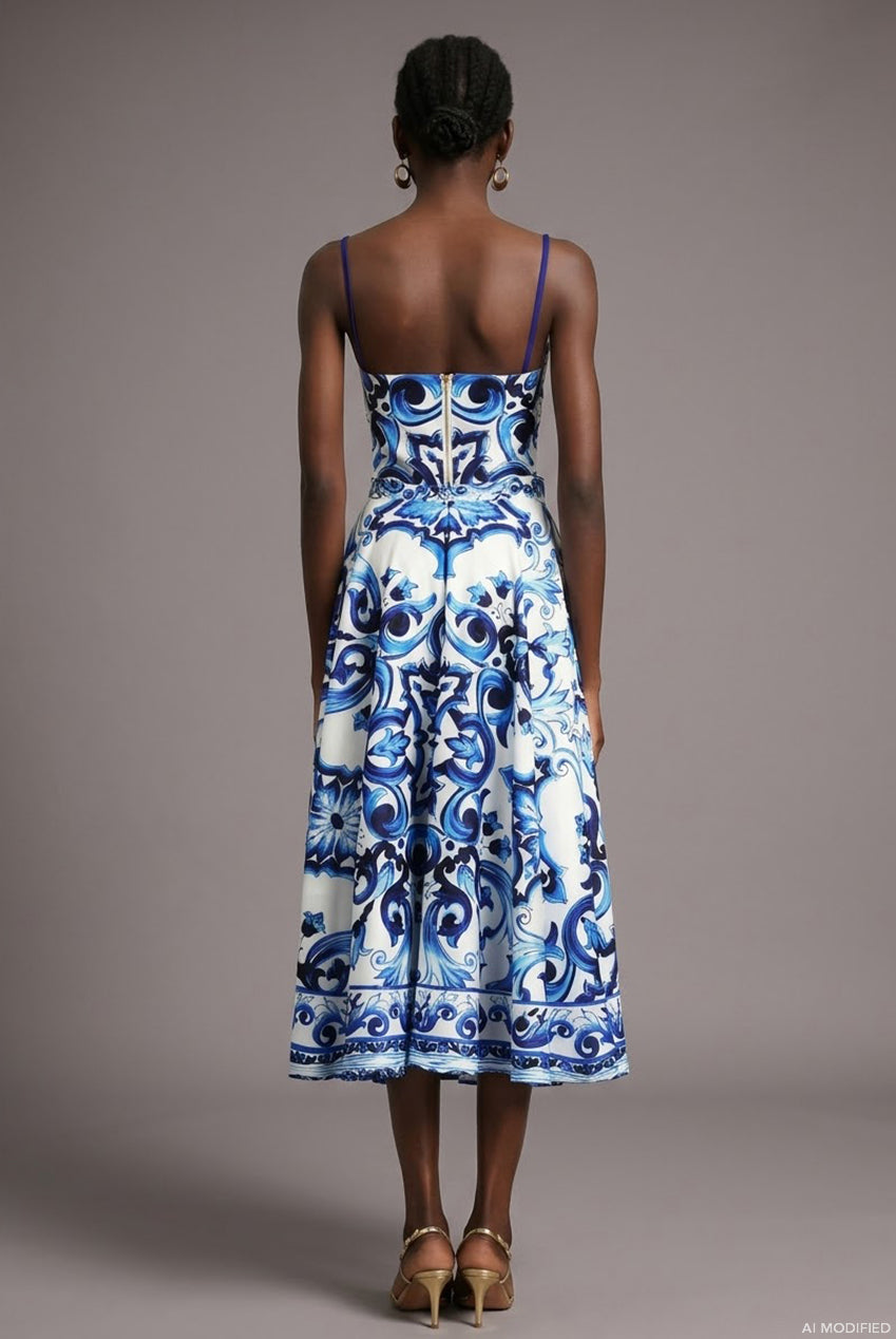 Kaona Halter Floral Printed Top And Skirt Two-Piece Set C250400031