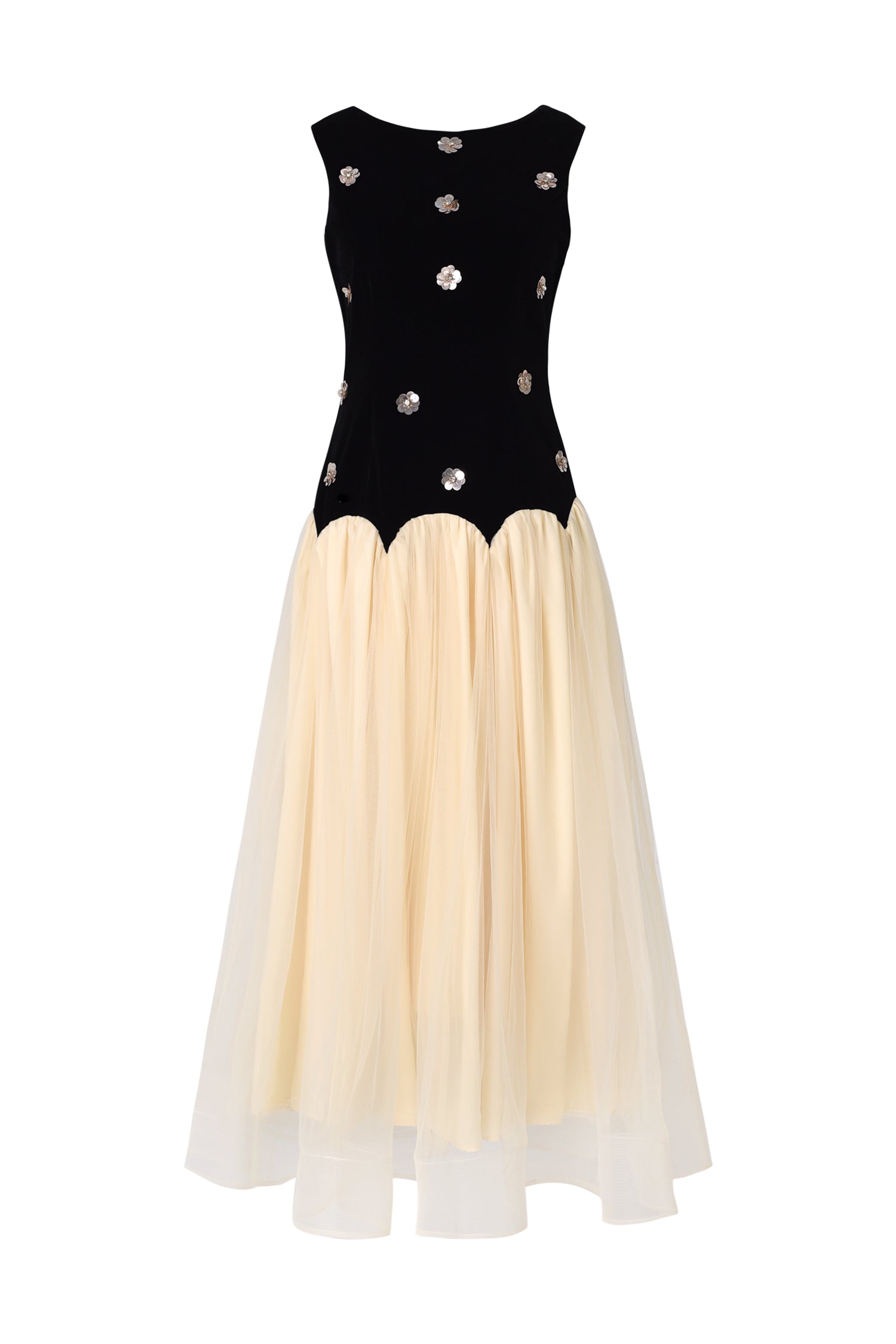 Roto Sleeveless Sequin Flowers Maxi Dress C250500082