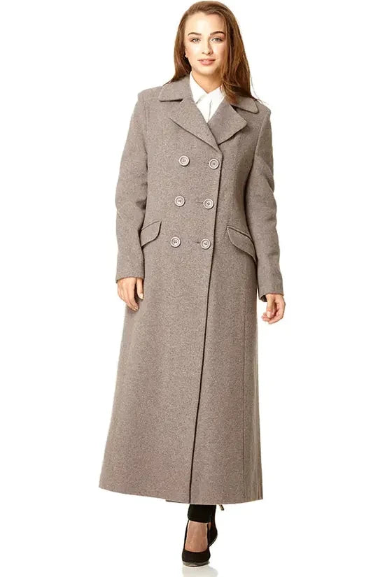 Wool Blend Double Breasted Long Coat 1319