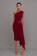 Callie Berry One Shoulder Midi Dress With Tie Scarf And Gold Buckle by Honor Gold