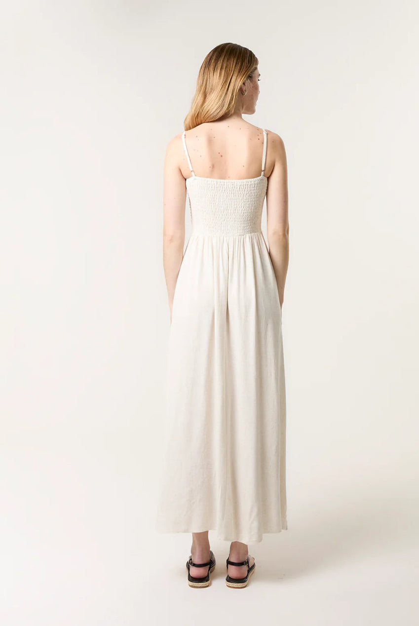 Shirred Bandeau Linen Maxi Dress CC2493BV241A
