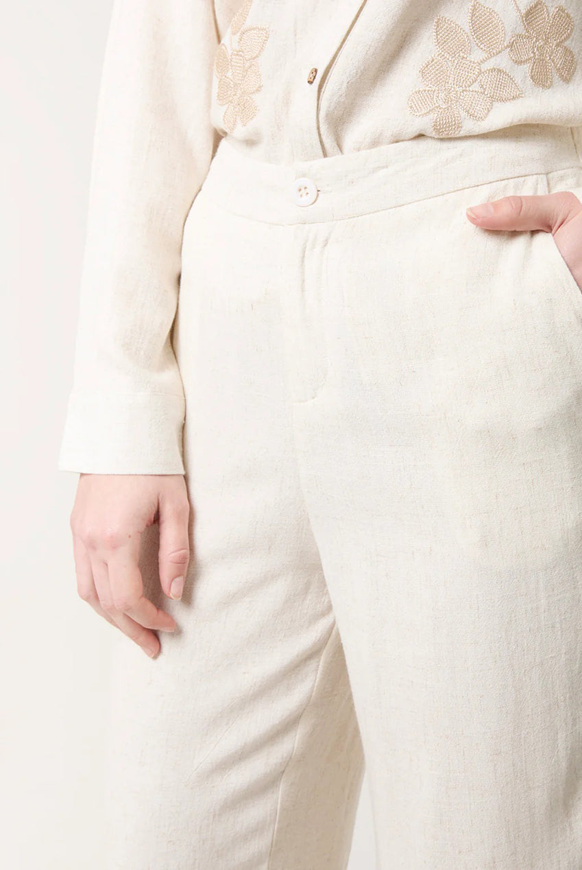Linen Flower Embroidery Trousers CC2495BV241A