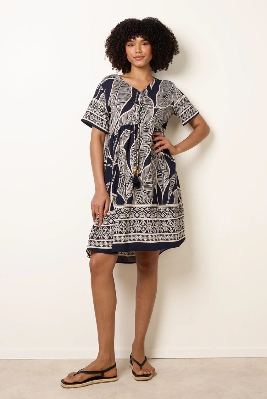 Dress With Tropical Leaf Print CC2688BV008