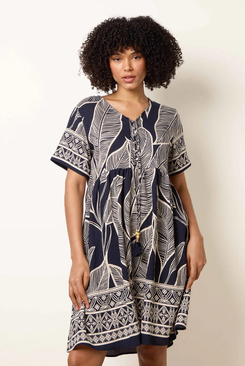 Dress With Tropical Leaf Print by Blue Vanilla