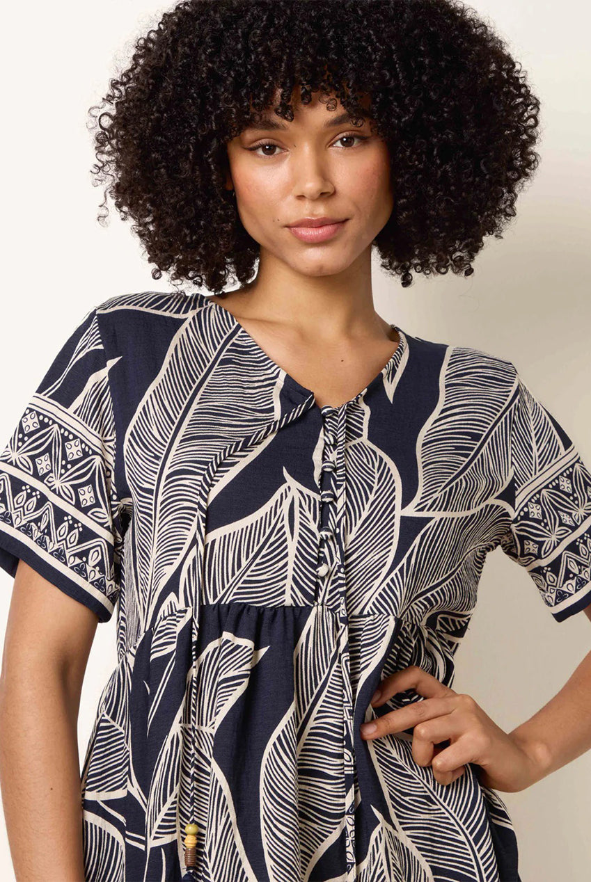 Dress With Tropical Leaf Print CC2688BV008