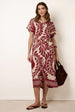 Tropical Leaf Print Belted Shirt Dress by Blue Vanilla