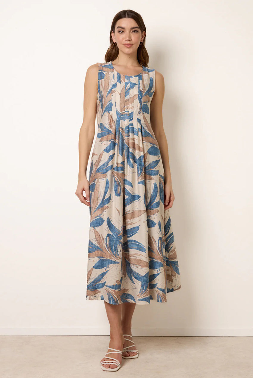 Dress With Tropical Leaf Print CC2708BV002