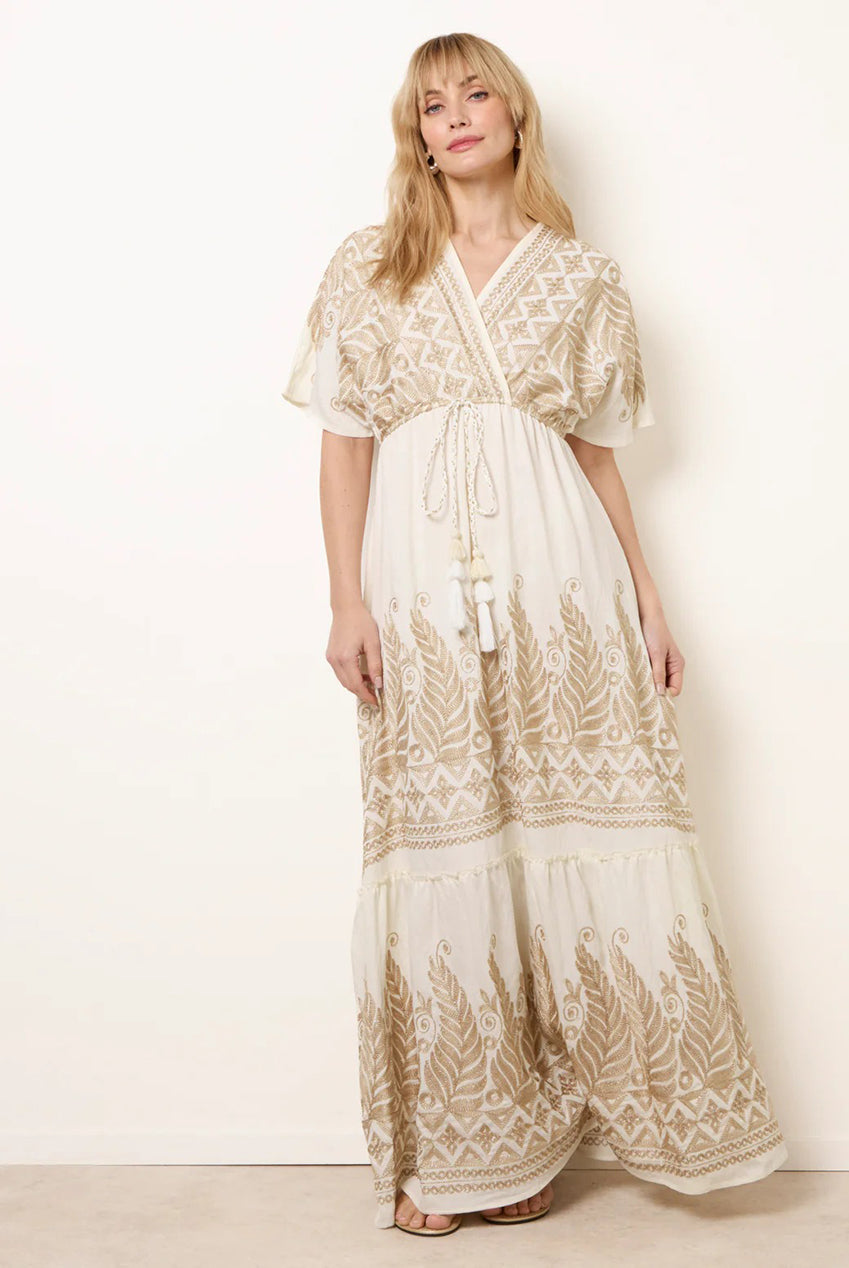 Metallic Embroidered Maxi Dress CC2729BV006