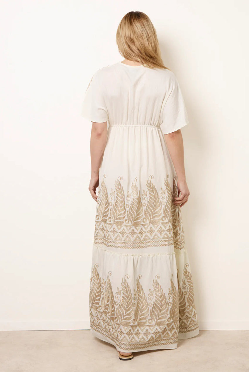 Metallic Embroidered Maxi Dress CC2729BV006
