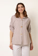 Gold Shell Button Front Stripe Shirt by Blue Vanilla