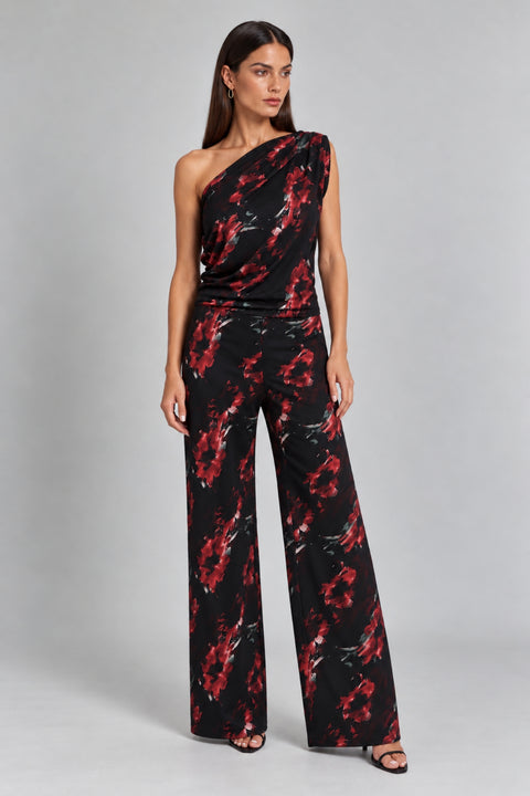 Chloe Black Red Floral Jumpsuit by Honor Gold