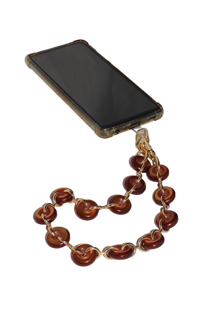 Acrylic Metal Chain Phone Strap - Brown CHP-005