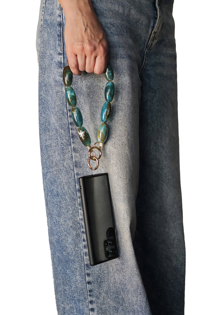 Acrylic Gemstone Phone Strap - Green CHP-008-2