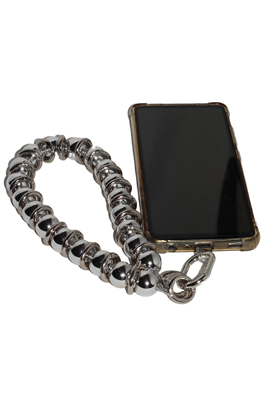 Metal Beaded Phone Strap - Silver CHP-009
