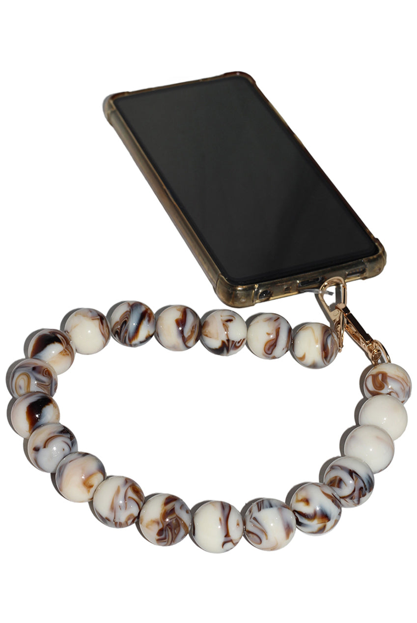 Acrylic Ball Phone Strap - White Marble CHP-011-2
