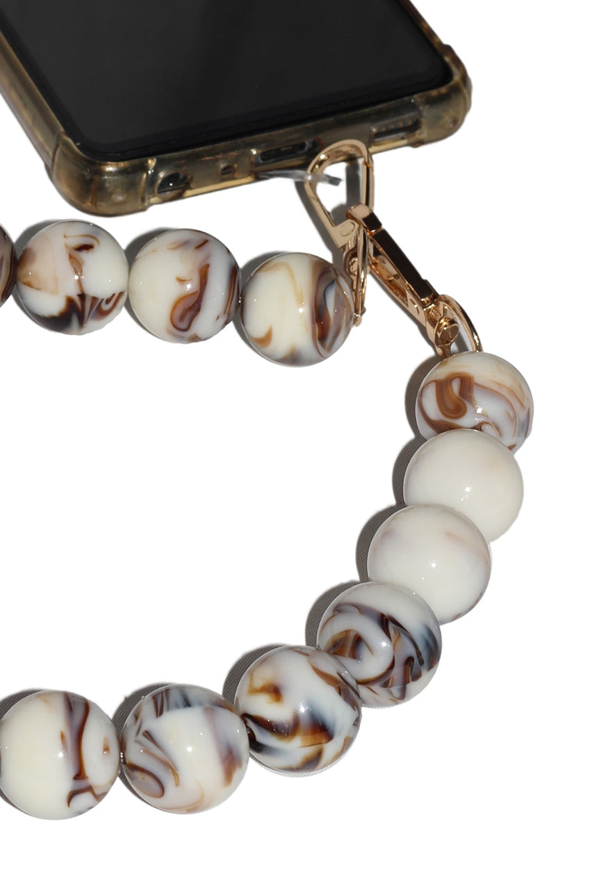 Acrylic Ball Phone Strap - White Marble CHP-011-2
