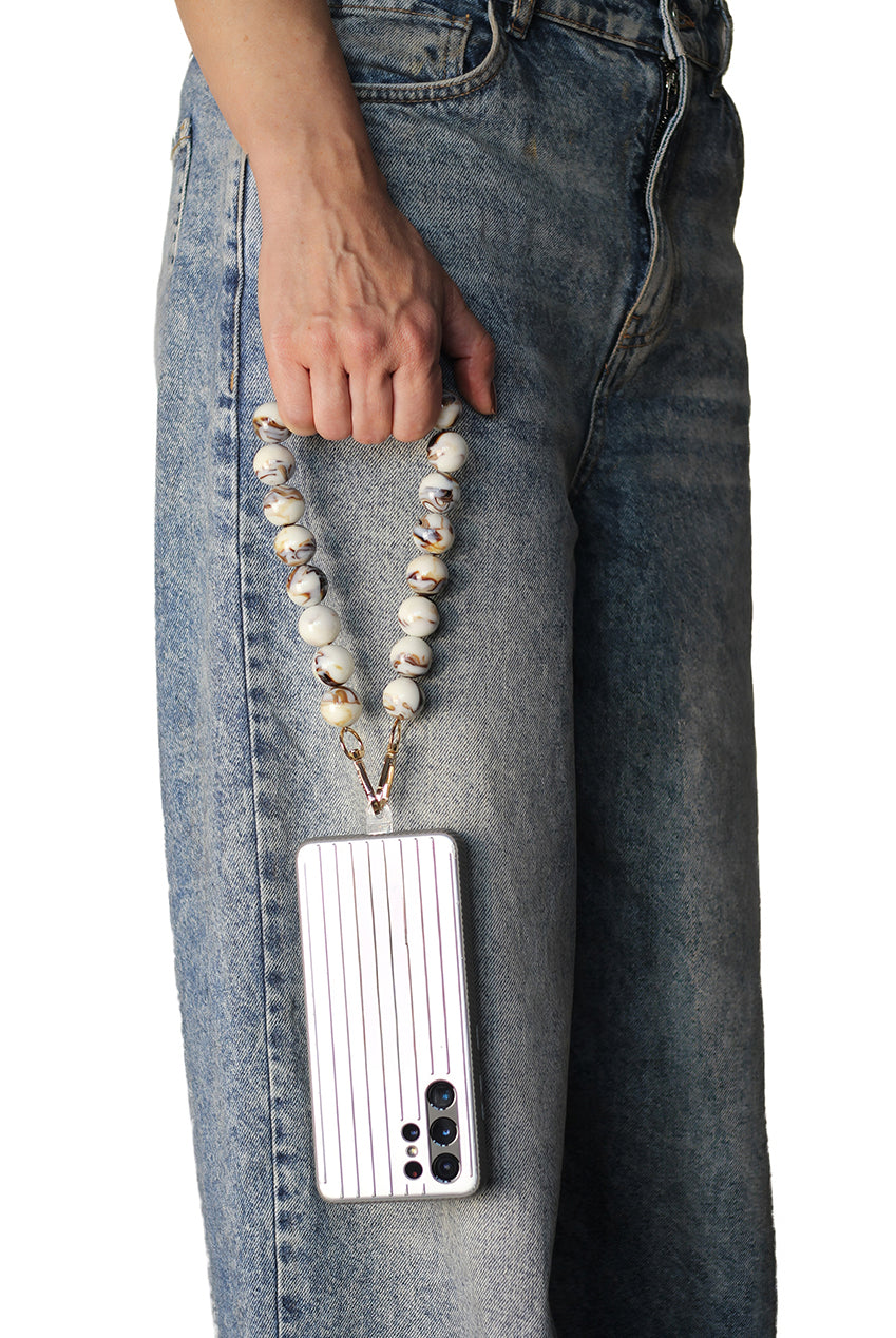 Acrylic Ball Phone Strap - White Marble CHP-011-2