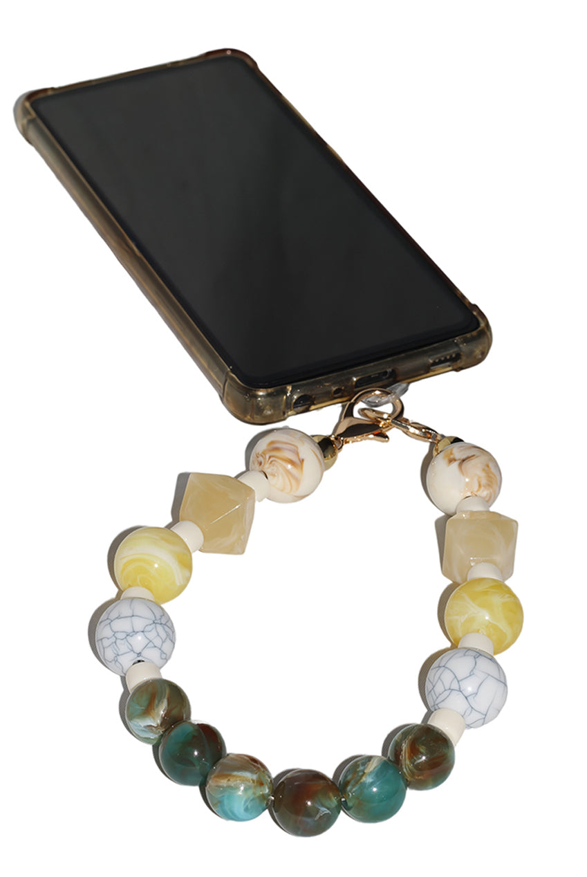 Acrylic Rhombohedral Crystal & Ball Phone Strap - Multicolour CHP-013