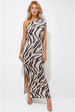 Cleo Zebra Animal Print One Shoulder Maxi Dress by Honor Gold