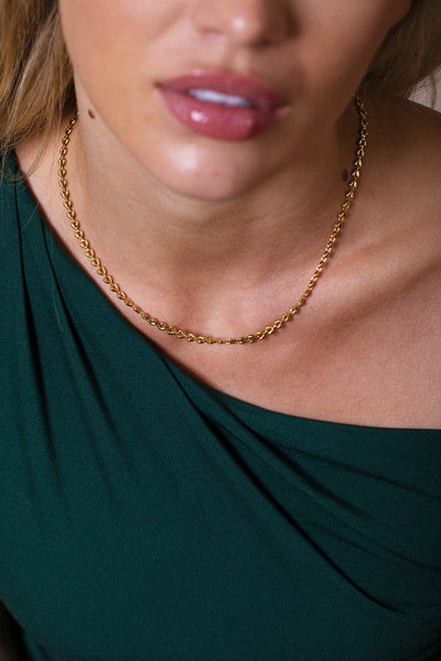 Gold - Heart Link Necklace In Gold by SVNX