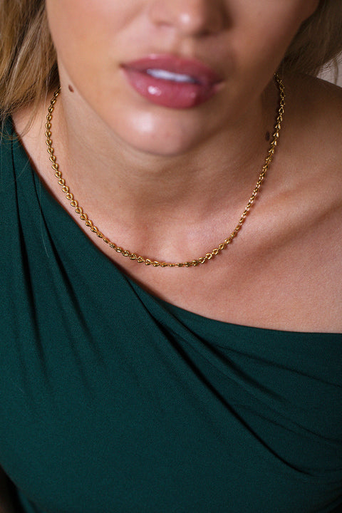 Heart Link Necklace In Gold by SVNX