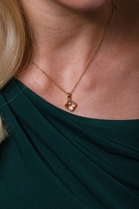 Blush Clover Crystal Pendant Necklace - Gift Boxed by SVNX