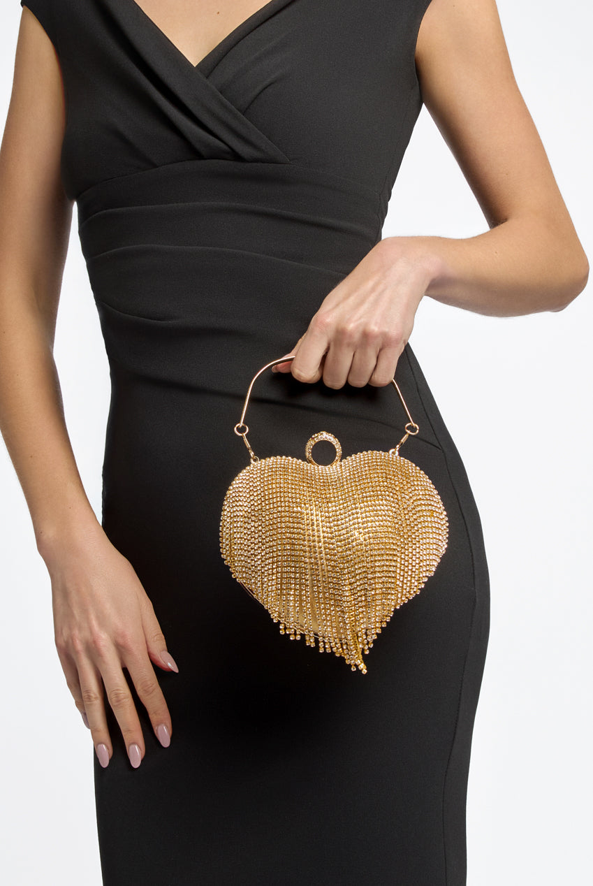 Gold Heart Diamante Evening Bag ALCS2904
