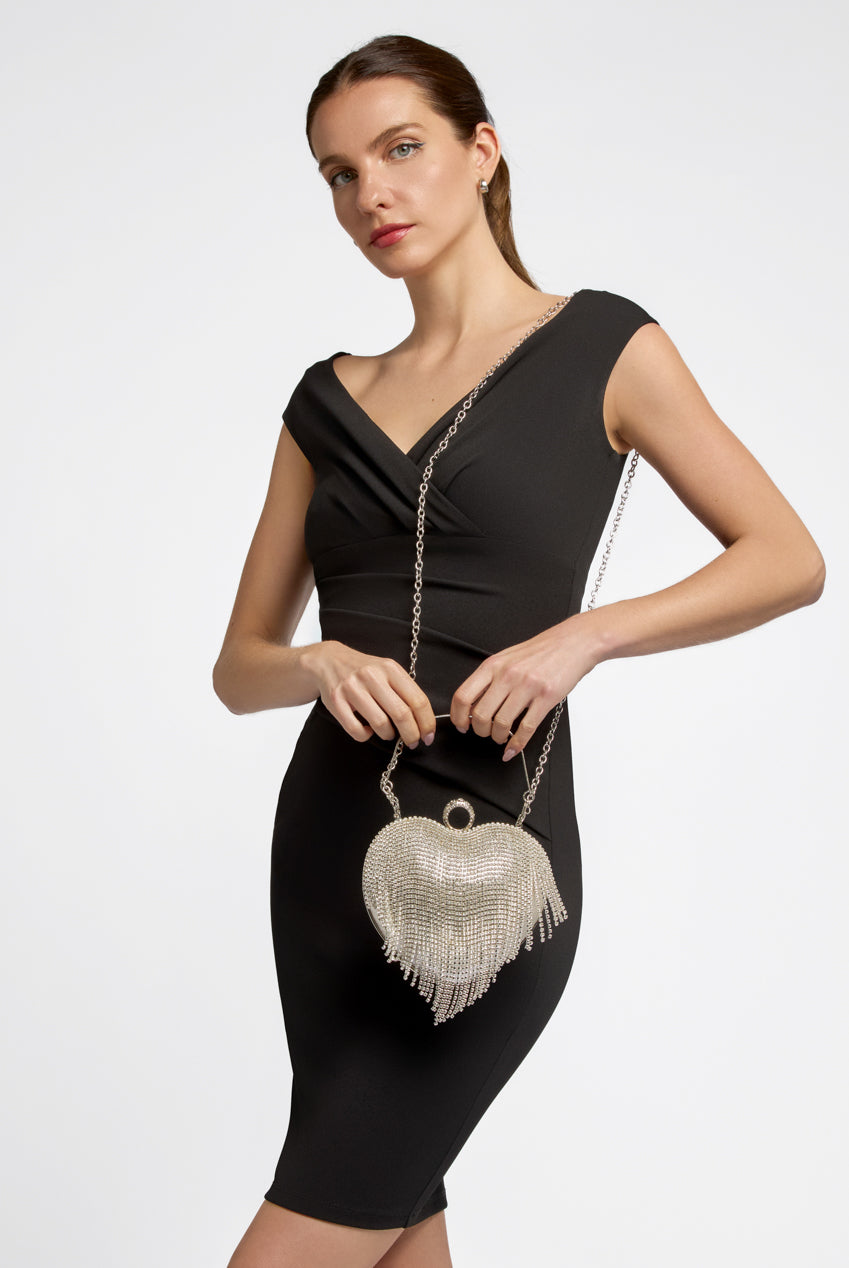 Silver Heart Diamante Evening Bag ALCS2904