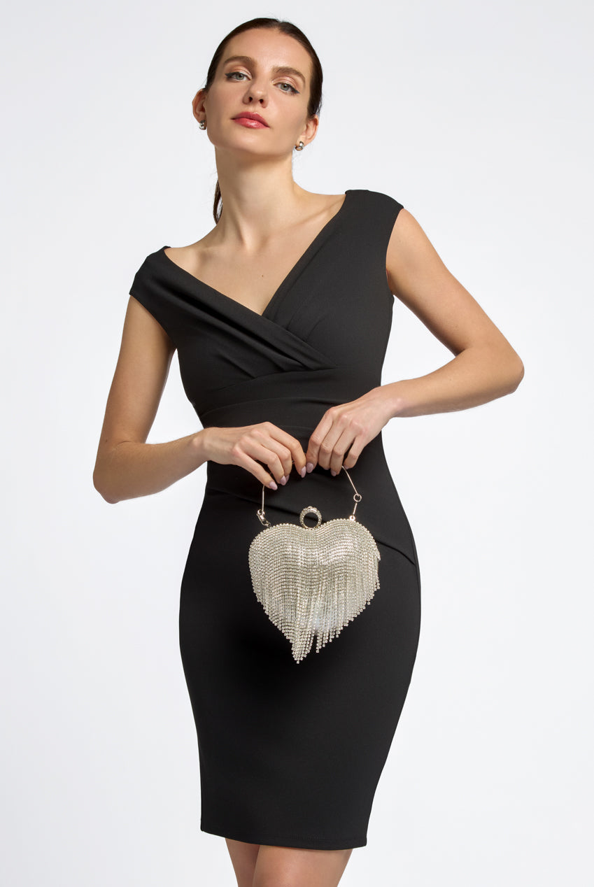 Silver Heart Diamante Evening Bag ALCS2904