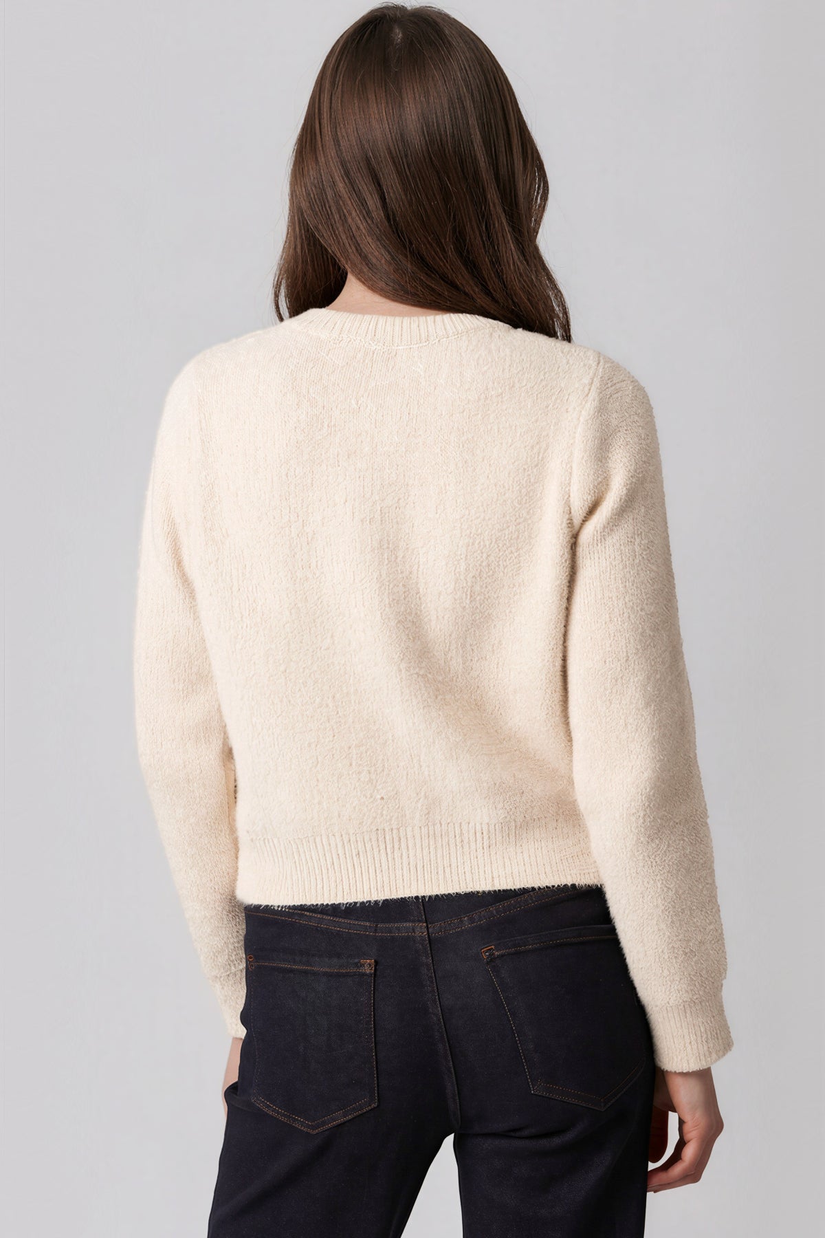 Beige Cropped Soft Knit Cardigan ALQD3961001