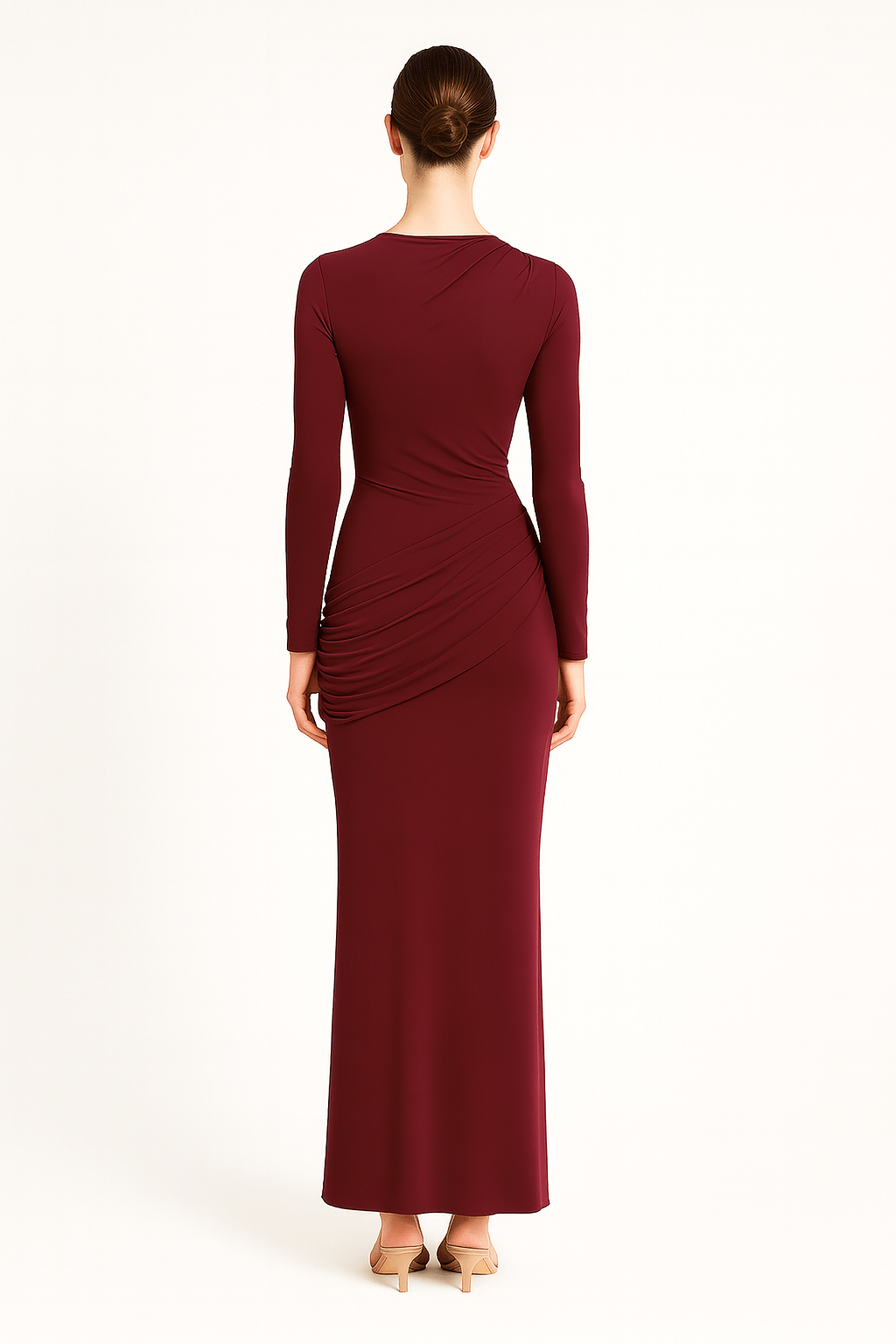 Side Ruching Bodycon Full-Sleeve Jersey Evening Gown AV-IMD2453TL