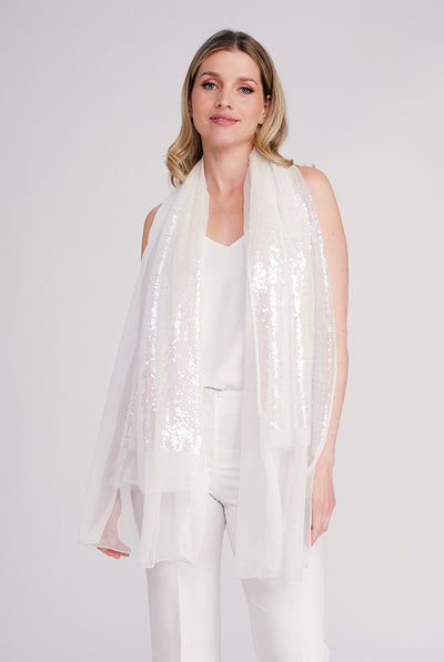 White - Chrystal Scarf - Iridescent by Pia Rossini