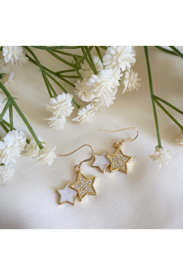 Clara Gold Double Star Earrings CLARAER