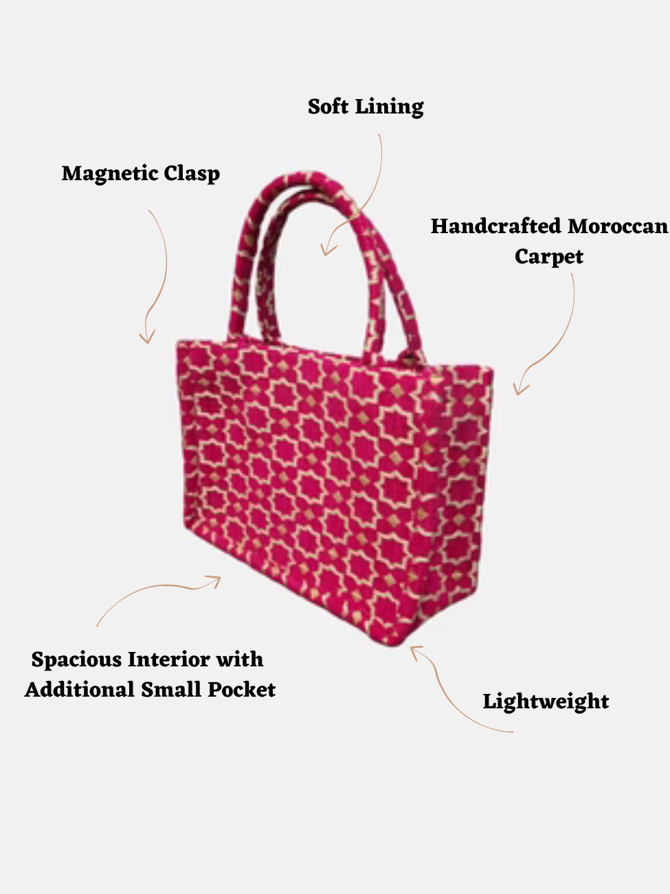Moroccan Geometric Print Fabric Tote Bag In Pink 8003