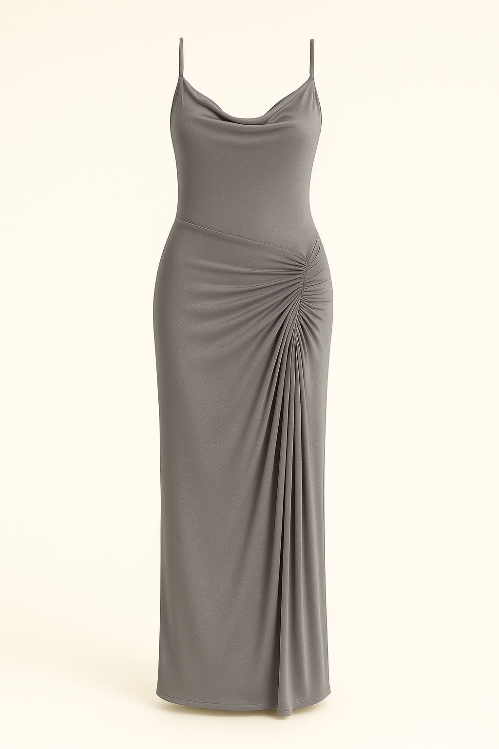 Cowl Neckline Figure-Flattering Spaghetti Strap Dress AV-IMD2522WN