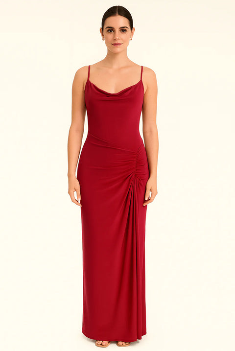 Cowl Neckline Figure-Flattering Spaghetti Strap Dress by Avinci