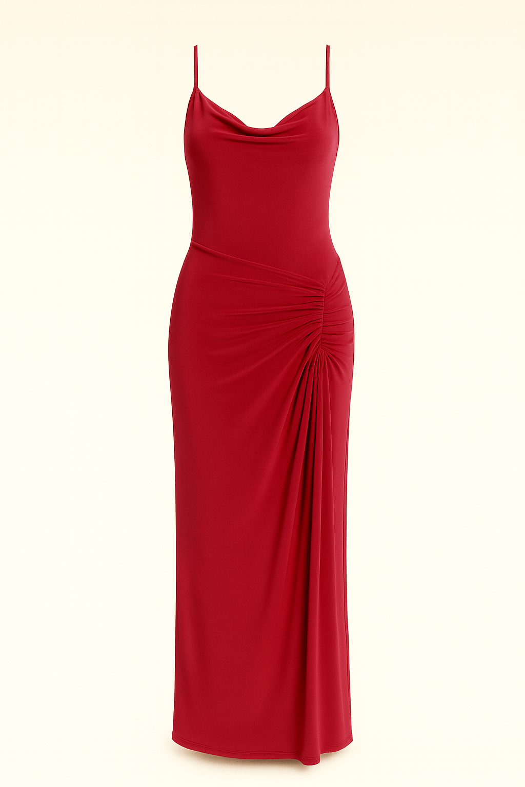 Cowl Neckline Figure-Flattering Spaghetti Strap Dress AV-IMD2522WN