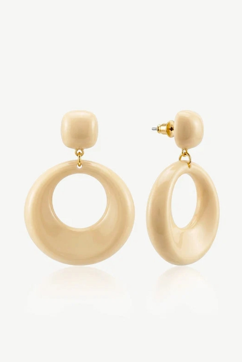 Cream Double Hoop Drop Earrings 673