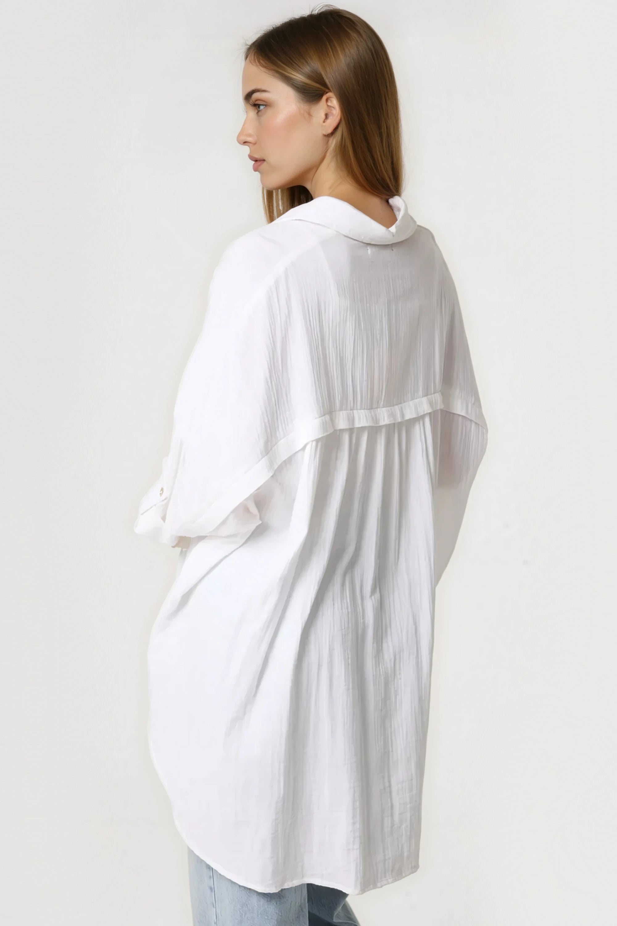 White Oversized Cotton Shirt ALNL269426006