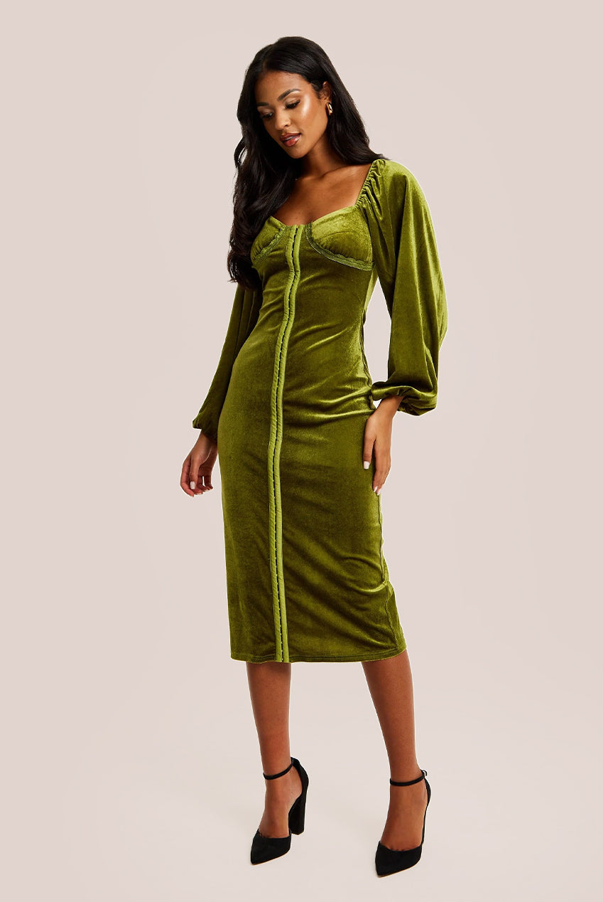 Dress velvet green best sale