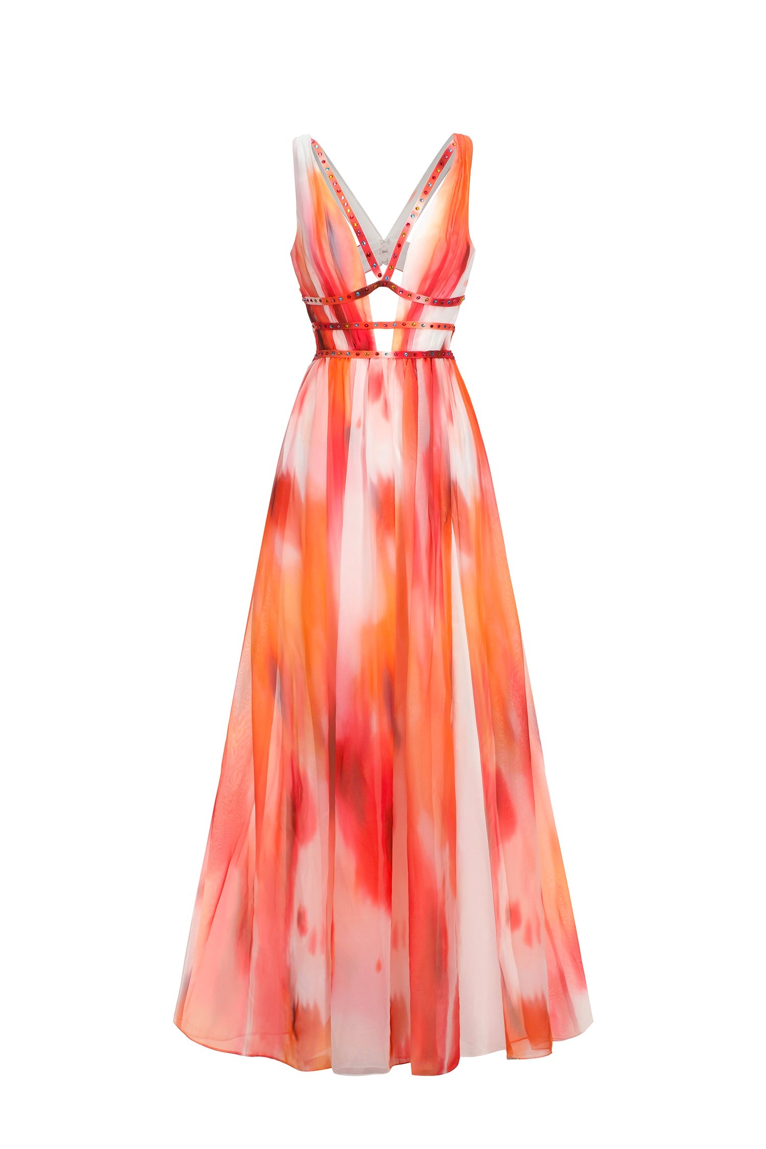 Ierra Sleeveless V-Neck Diamond Maxi Dress D230300364