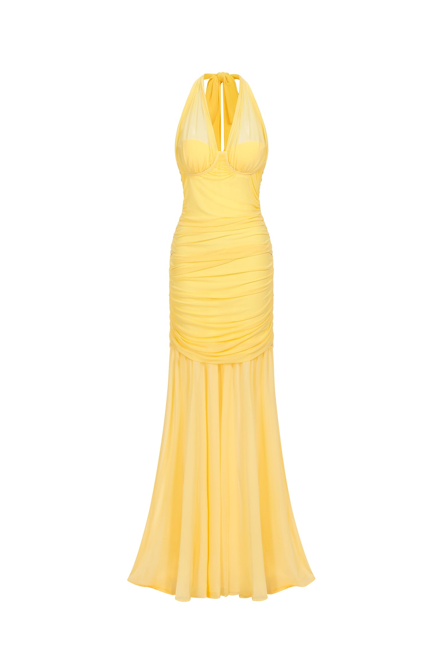 Ulasa Sleeveless Ruched Mesh Maxi Dress D240701115