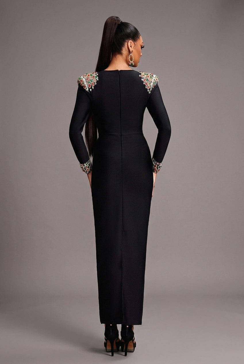 Niaca Rhinestones Bandage Midi Dress D240701434
