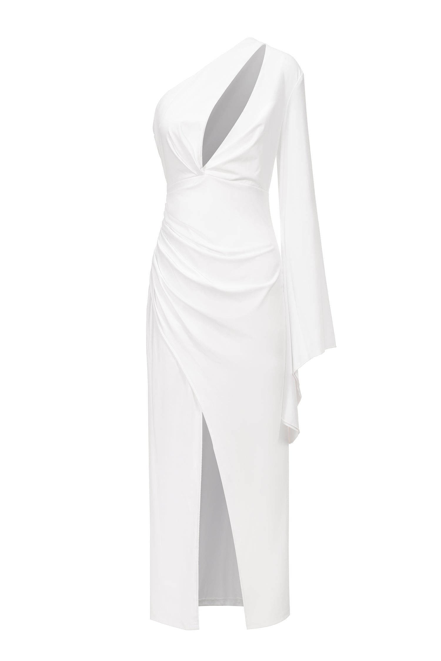 Adela One Shoulder Cut Out Slit Midi Dress D240702303