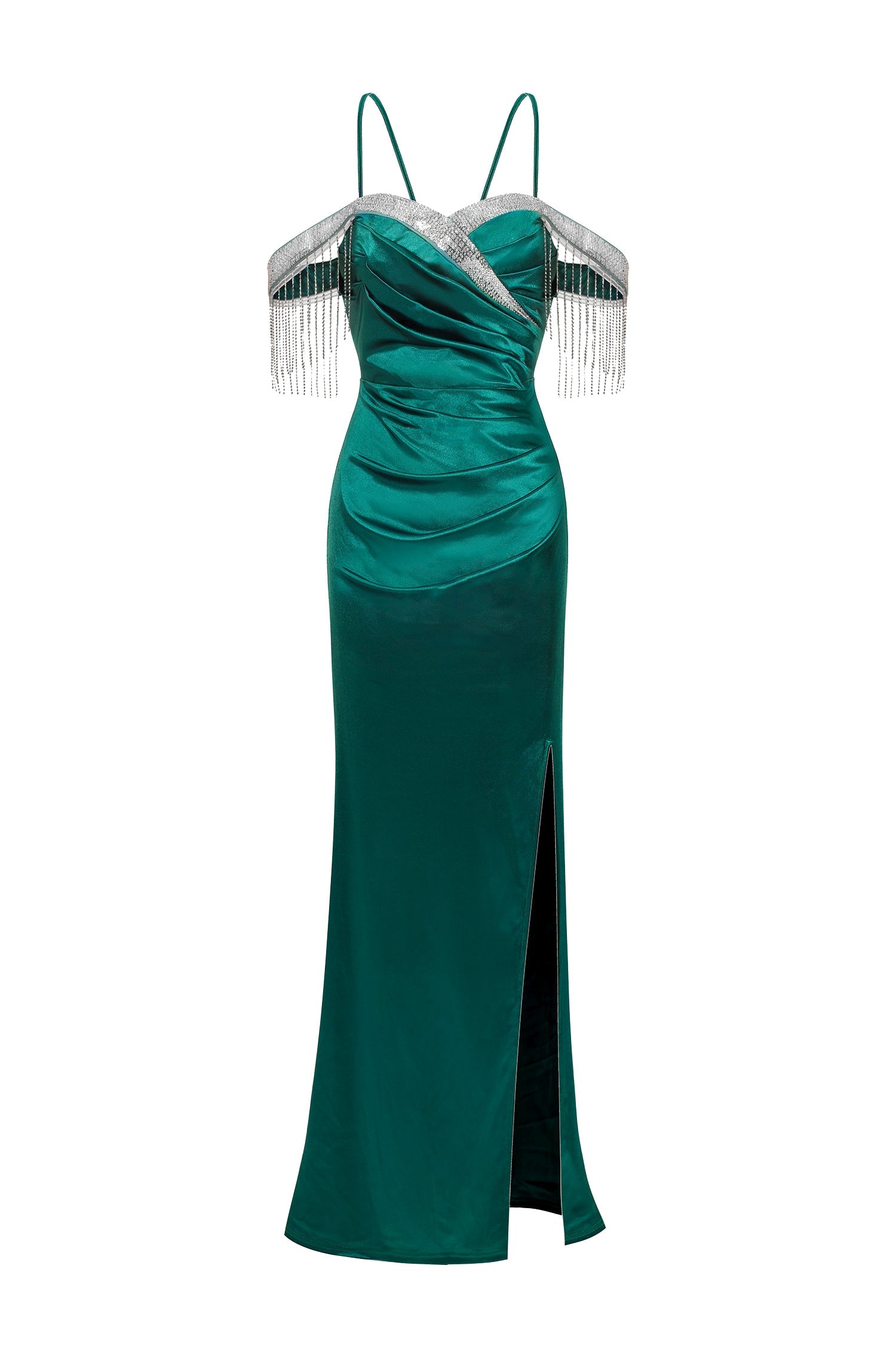 Kimberley Sequins Fringe Slit Maxi Dress - Green D240702305