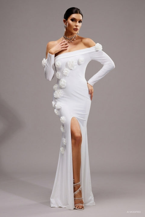 Nerlii Flower Off Shoulder Maxi Dress by Bella Barnett