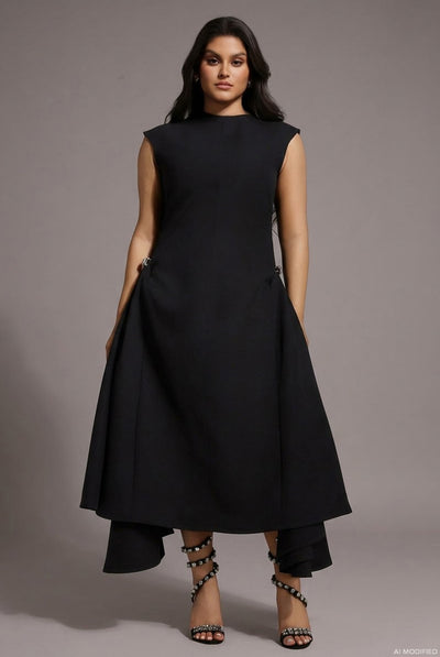 Black - Paca Choker Sleeveless Maxi Dress by Bella Barnett