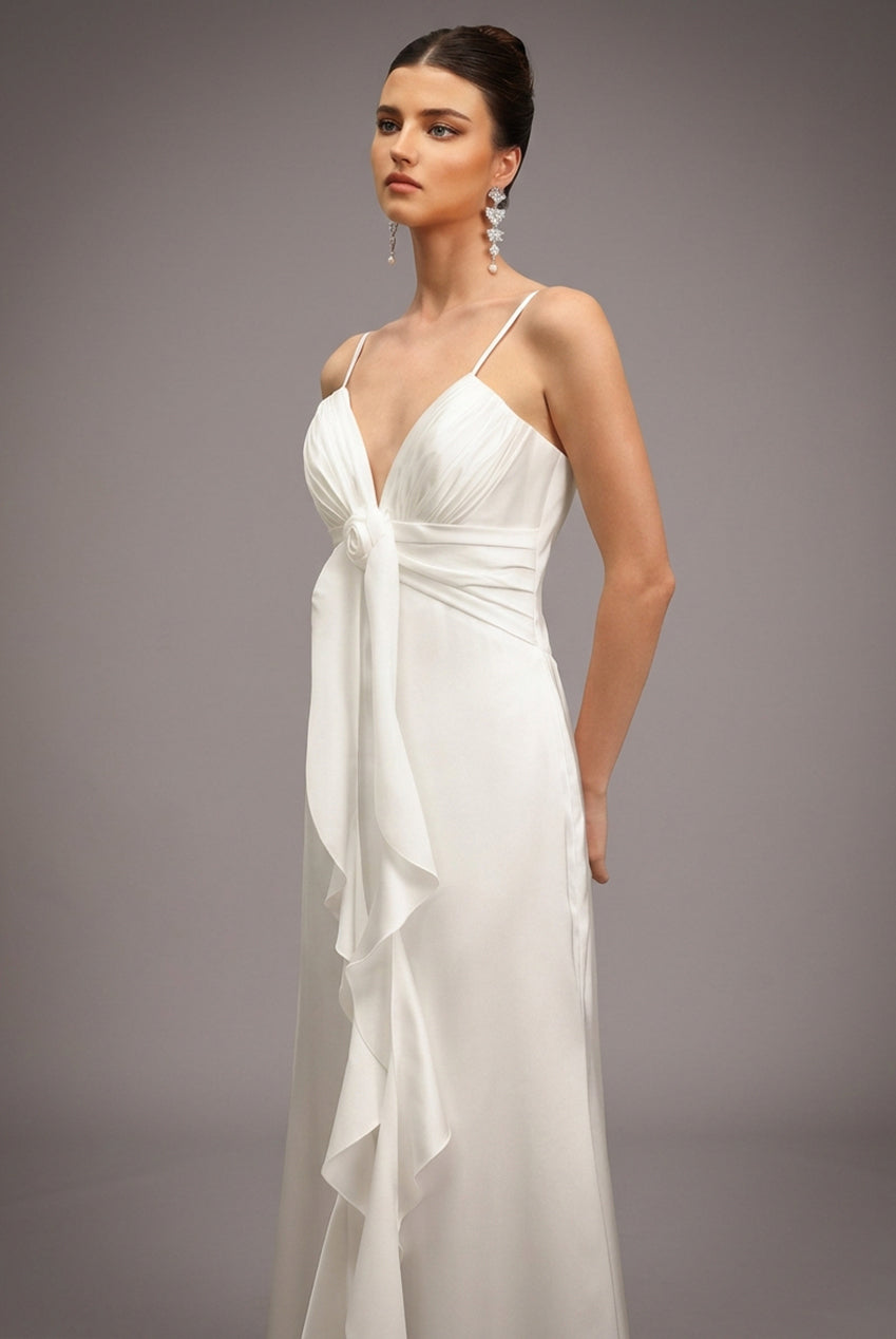 Yvonne Sleeveless V-Neck Flowers Flounce Maxi Dress D250101301