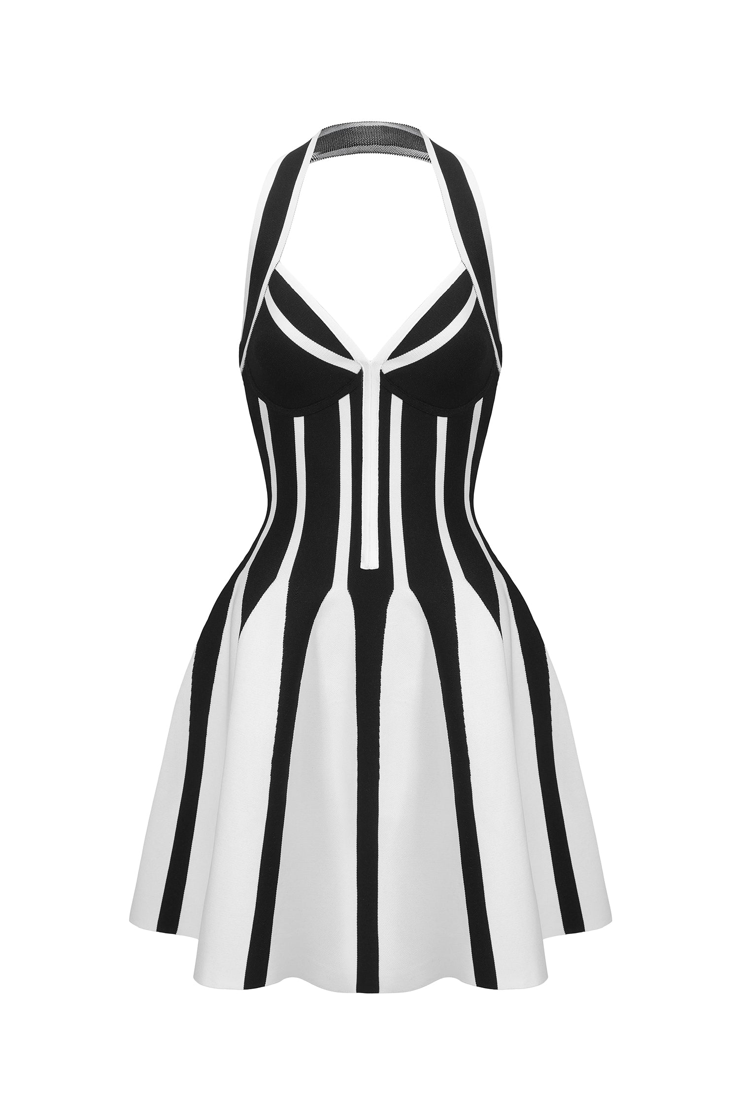 Eudora Halter Sleeveless Streak Bandage Mini Dress D250301412