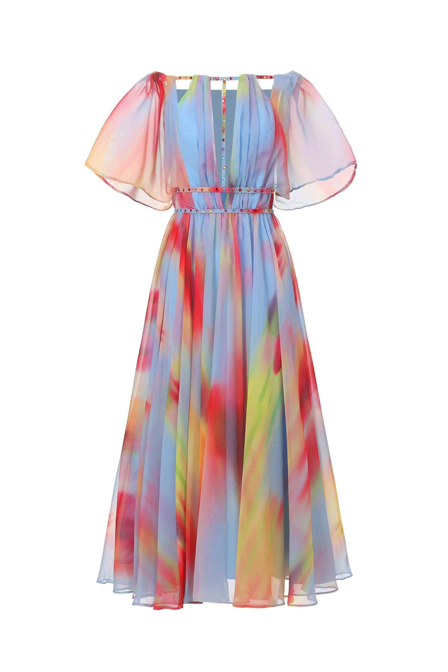 Zaysha Off-The-Shoulder Hollow Out Printing Midi Dress D250303601